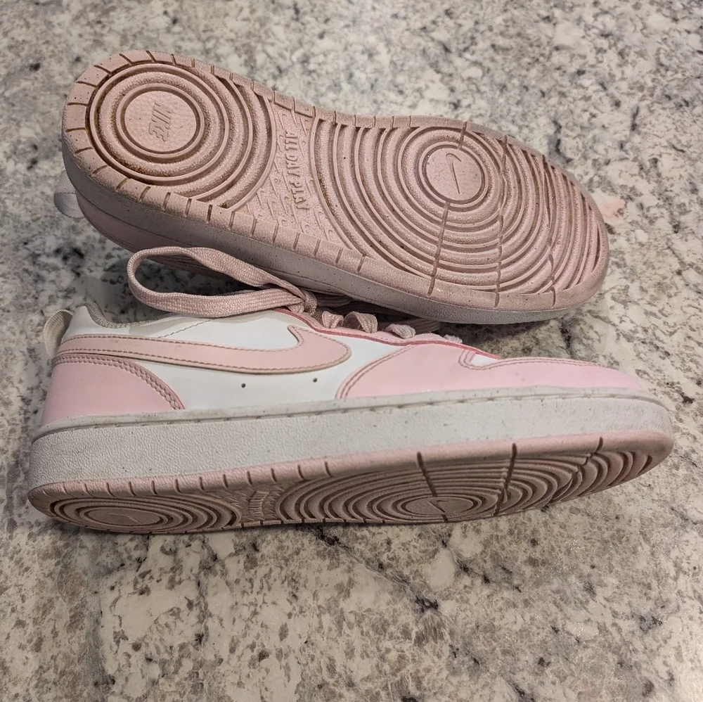 Nike Pink and White Borough Low Sneakers 6.5Y
